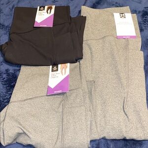 Members Mark Black/Gray 3 Leggings Bundle NWT